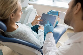 Woman at a dental implant consultation