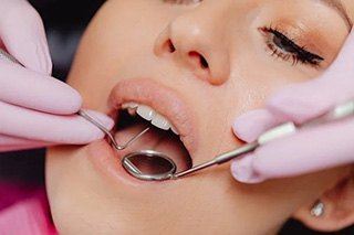 Close up of woman having a dental checkup